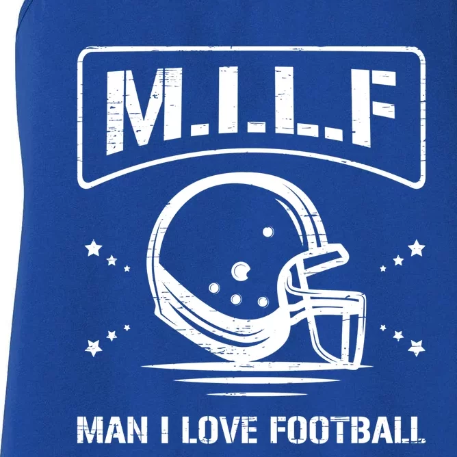 M I L F I Love Football Homerun Ball Holder Sports Field Gift Women's Racerback Tank