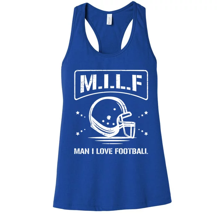 M I L F I Love Football Homerun Ball Holder Sports Field Gift Women's Racerback Tank