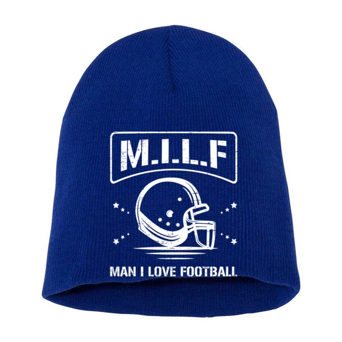 M I L F I Love Football Homerun Ball Holder Sports Field Gift Short Acrylic Beanie