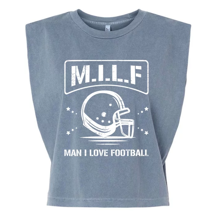 M I L F I Love Football Homerun Ball Holder Sports Field Gift Garment-Dyed Women's Muscle Tee