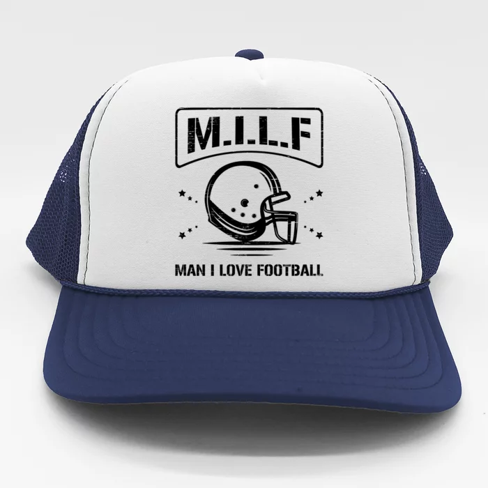 M I L F I Love Football Homerun Ball Holder Sports Field Gift Trucker Hat