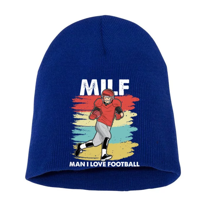 Milf I Love Football Funny Retro American Football Fun Great Gift Short Acrylic Beanie