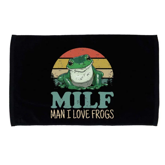 MILFMan I Love Frogs Funny Saying FrogAmphibian Lovers Microfiber Hand Towel