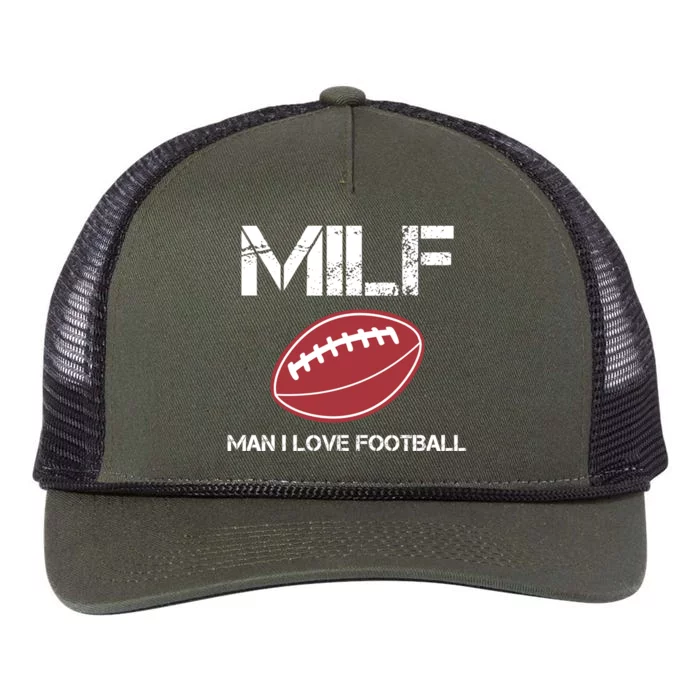 Man I Love Football Cool Gift Milfs Sport Lover Cool Gift Football Fan Meaningfu Retro Rope Trucker Hat Cap