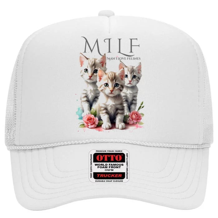 Man I Love Felines High Crown Mesh Trucker Hat