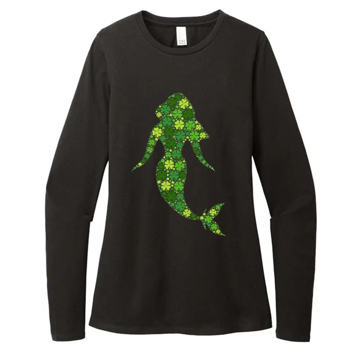 Mermaid Irish Lucky Green Shamrock Clover St Patricks Day Womens CVC Long Sleeve Shirt