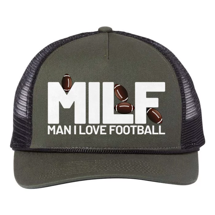 Man I Love Football Funny Sayings Cute Gift Football Milf Cute Gift Retro Rope Trucker Hat Cap