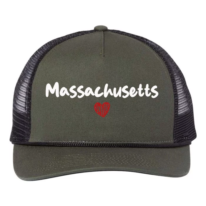 Massachusetts I Love Massachusetts Classic Retro Rope Trucker Hat Cap