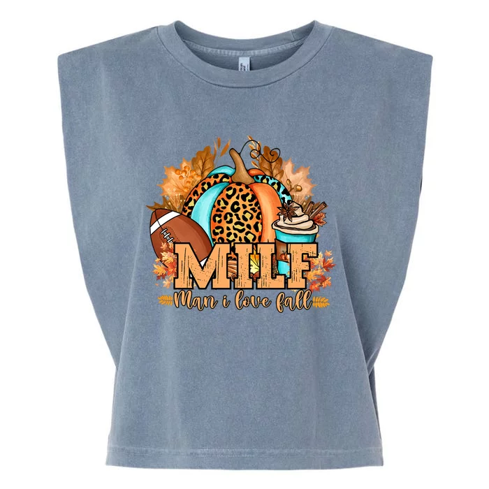 M I L F I Love Fall Funny Pumpkin Autumn Lover Gift Garment-Dyed Women's Muscle Tee