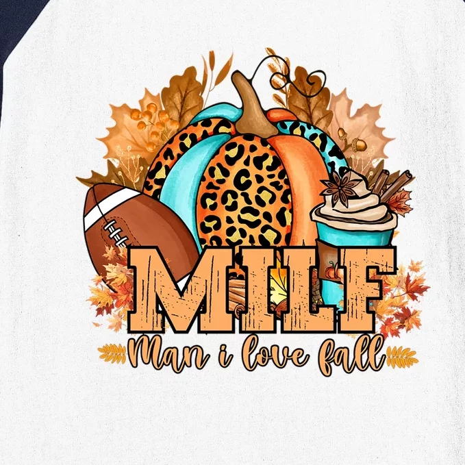 M I L F I Love Fall Funny Pumpkin Autumn Lover Gift Baseball Sleeve Shirt