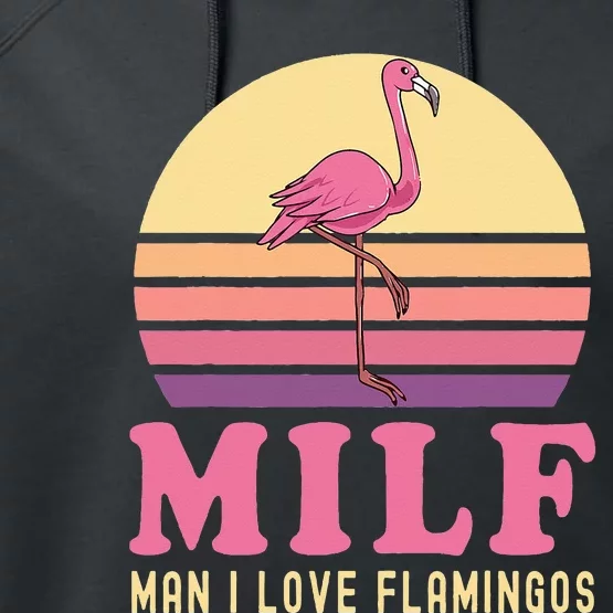 Man I Love Flamingo Funny Flamingo MILF Pink Joke Party Performance Fleece Hoodie