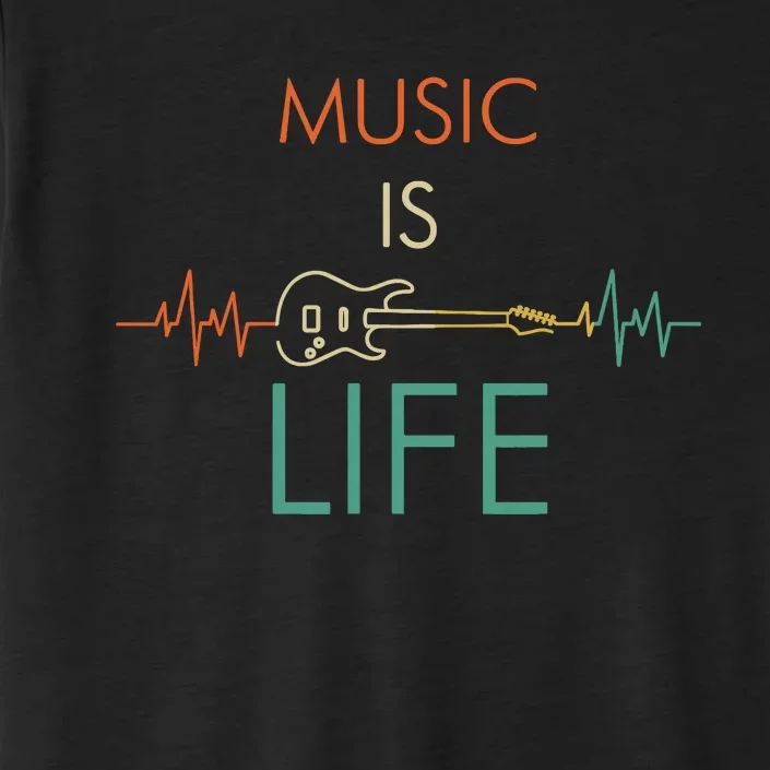 Music Is Life Heartbeat Electric Guitar Music Lover Gift ChromaSoft Performance T-Shirt