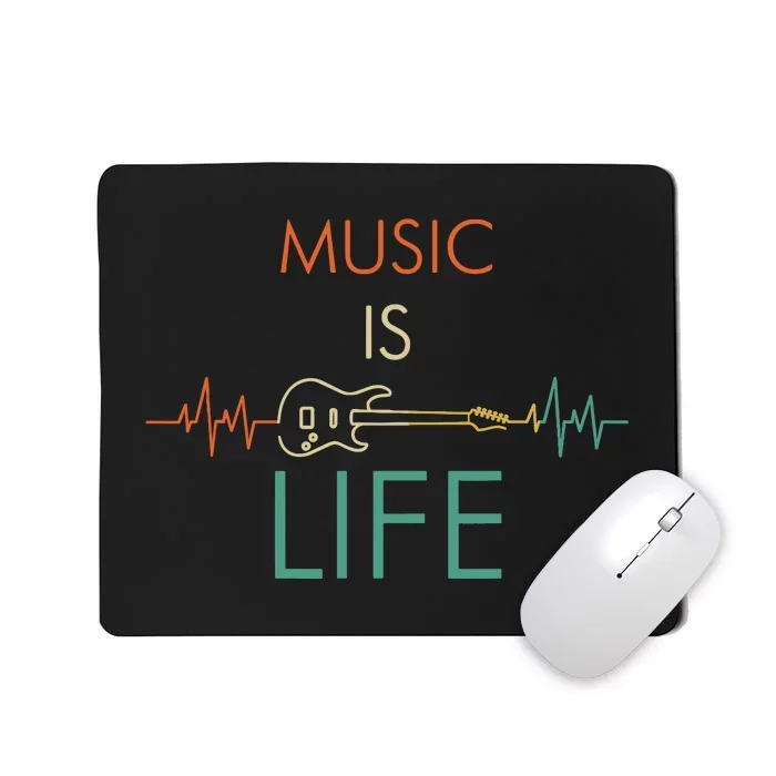 Music Is Life Heartbeat Electric Guitar Music Lover Gift Mousepad