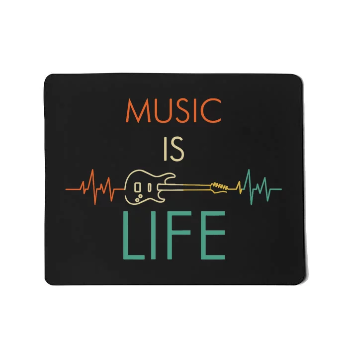 Music Is Life Heartbeat Electric Guitar Music Lover Gift Mousepad