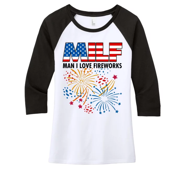 MILF Man I Love Firework Women's Tri-Blend 3/4-Sleeve Raglan Shirt