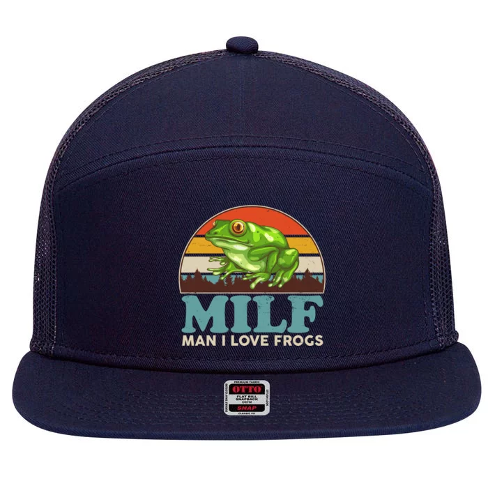 MILF Man I Love Frogs 7 Panel Mesh Trucker Snapback Hat