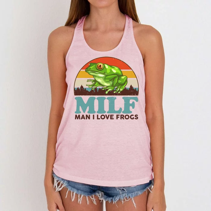 MILF Man I Love Frogs Women's Knotted Racerback Tank