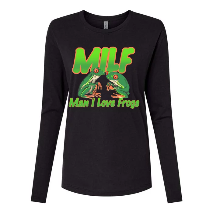 Milf Man I Love Frogs Funny Womens Cotton Relaxed Long Sleeve T-Shirt