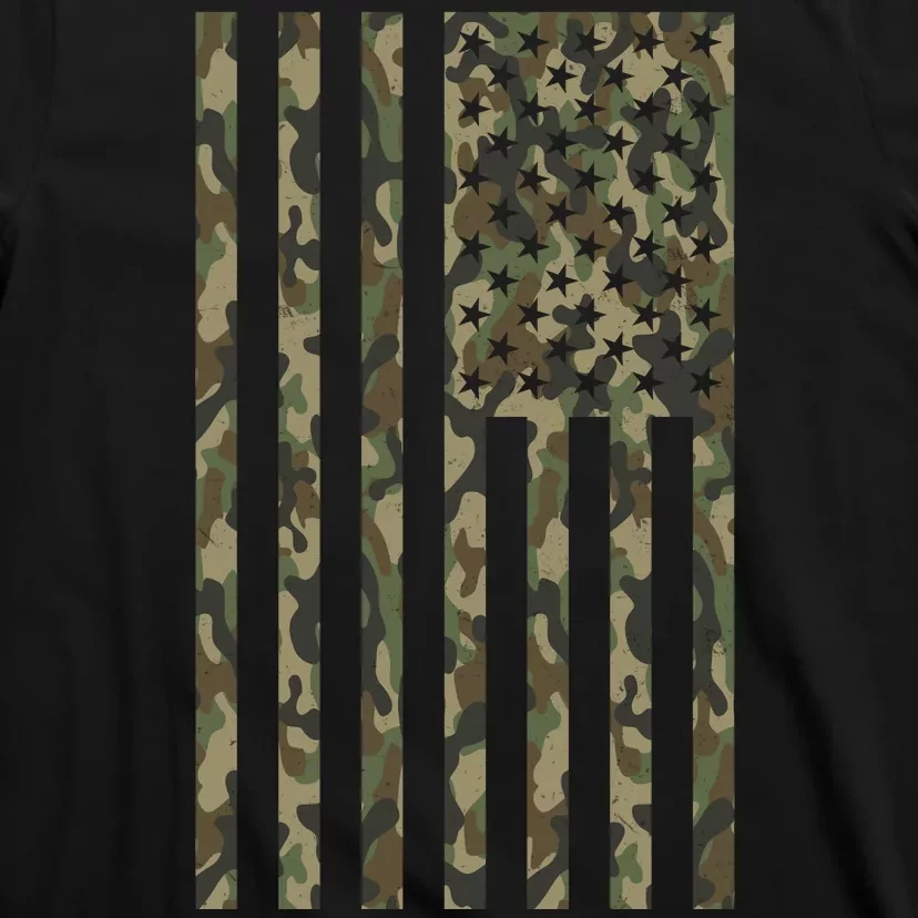 Military Camouflage USA American Flag T-Shirt