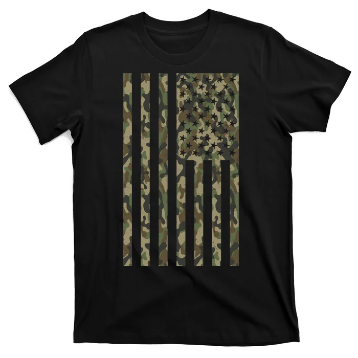 Military Camouflage USA American Flag T-Shirt