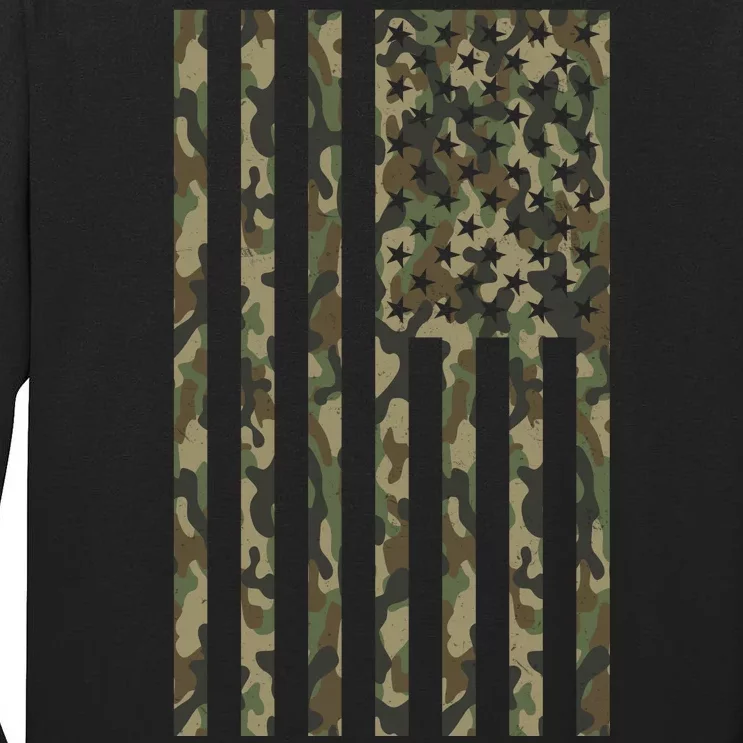 Military Camouflage USA American Flag Tall Long Sleeve T-Shirt