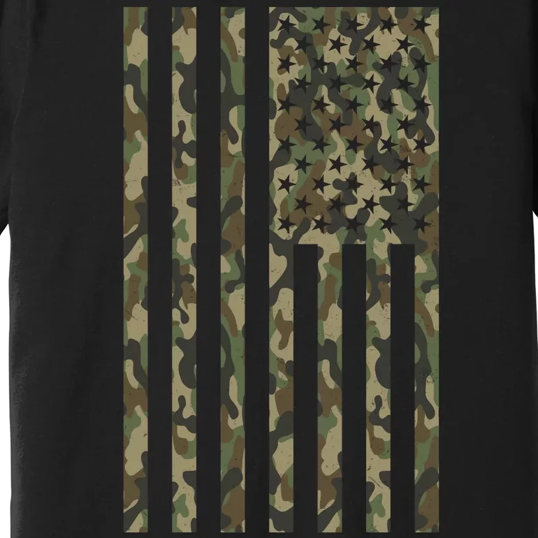 Military Camouflage USA American Flag Premium T-Shirt