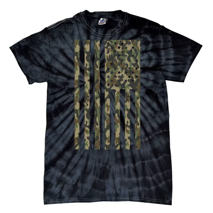 Military Camouflage USA American Flag Tie-Dye T-Shirt