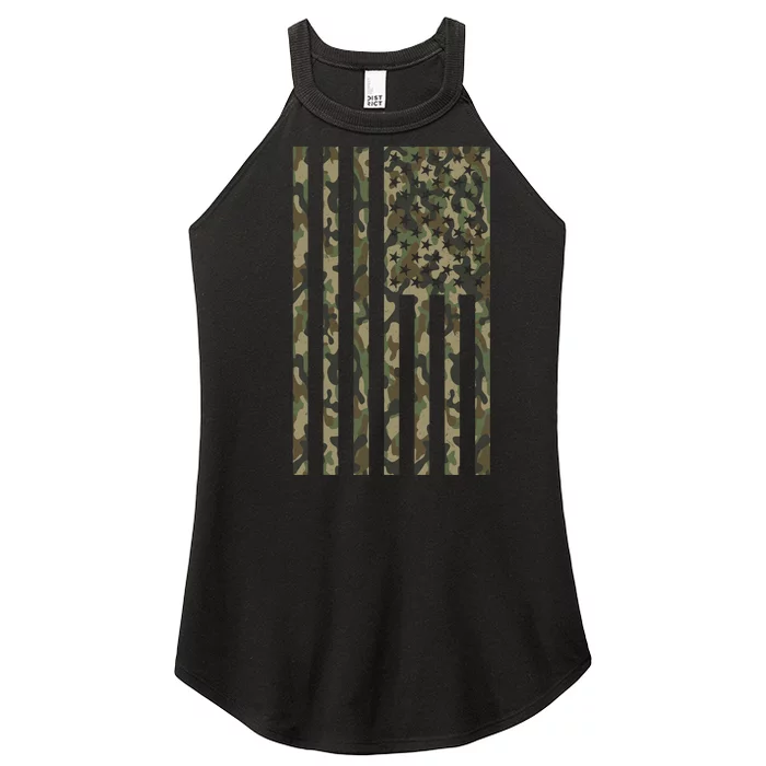 Military Camouflage USA American Flag Women’s Perfect Tri Rocker Tank