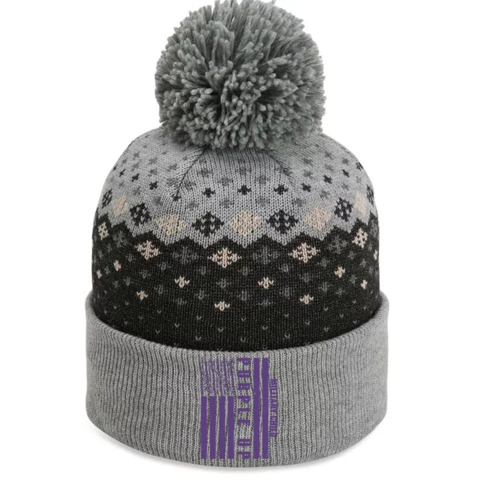 Military Child Purple UP US American Flag The Baniff Cuffed Pom Beanie