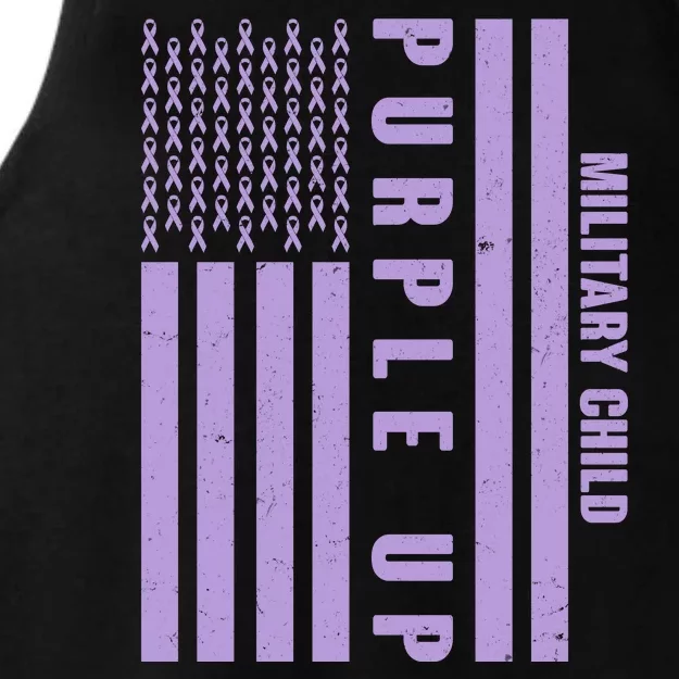 Military Child Purple UP US American Flag Ladies Tri-Blend Wicking Tank