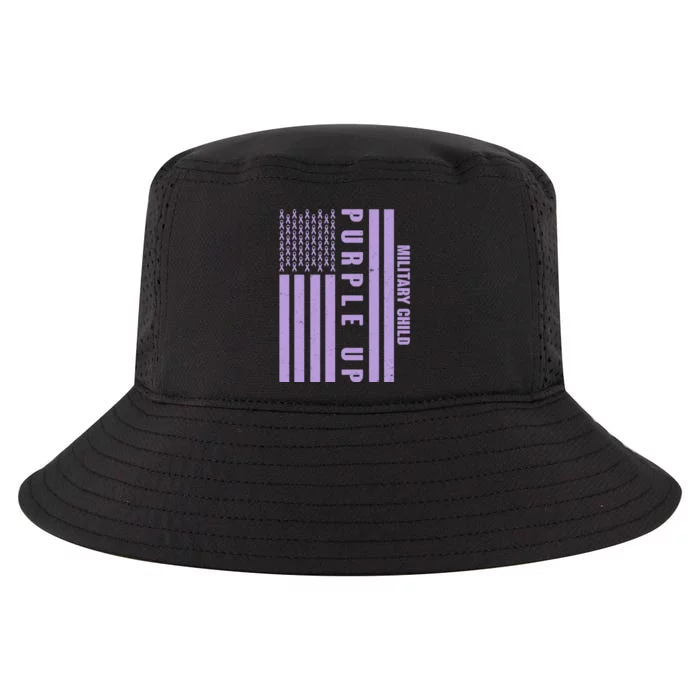 Military Child Purple UP US American Flag Cool Comfort Performance Bucket Hat