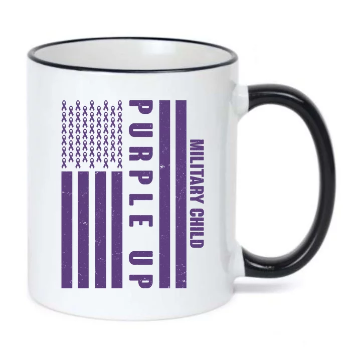 Military Child Purple UP US American Flag Black Color Changing Mug