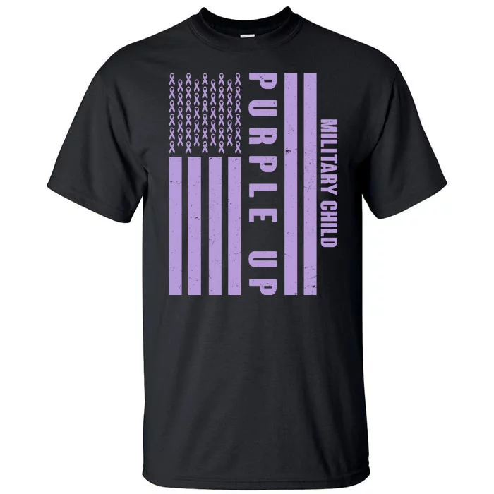 Military Child Purple UP US American Flag Tall T-Shirt