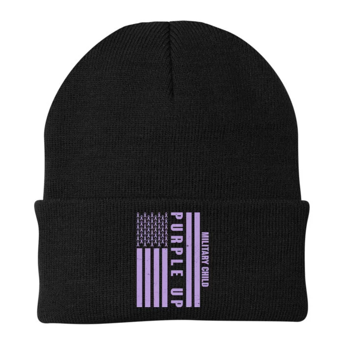 Military Child Purple UP US American Flag Knit Cap Winter Beanie