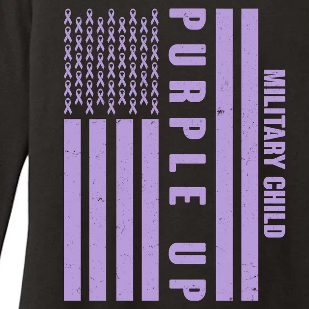 Military Child Purple UP US American Flag Womens CVC Long Sleeve Shirt