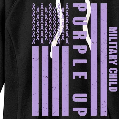 Military Child Purple UP US American Flag Women's Fleece Hoodie