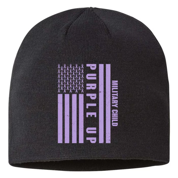 Military Child Purple UP US American Flag 8 1/2in Sustainable Knit Beanie