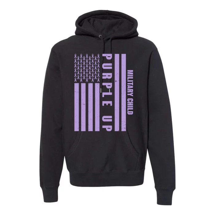 Military Child Purple UP US American Flag Premium Hoodie