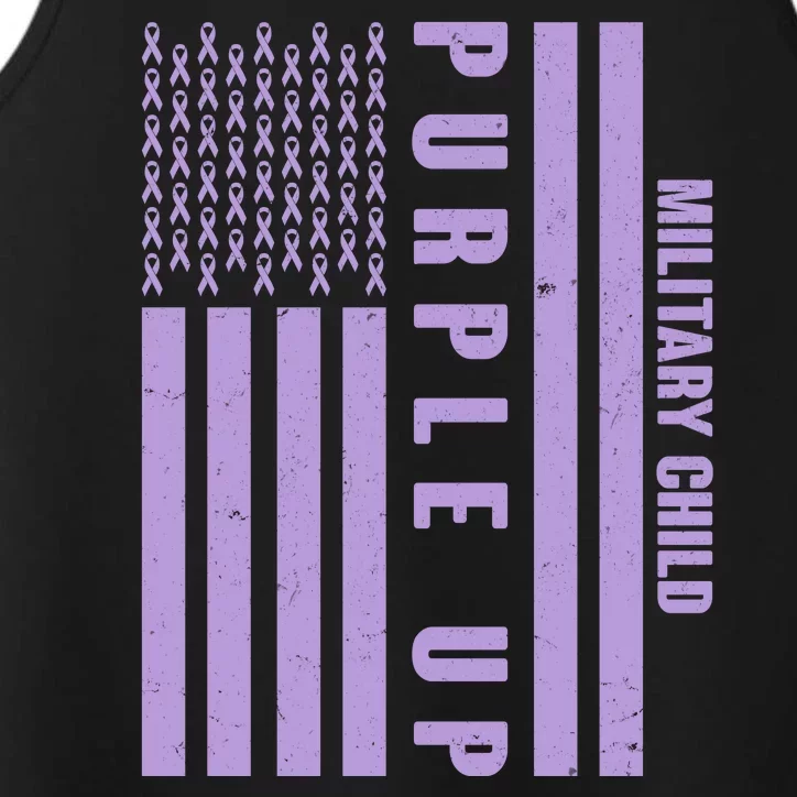 Military Child Purple UP US American Flag Performance Tank