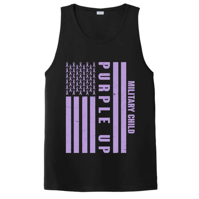 Military Child Purple UP US American Flag Performance Tank