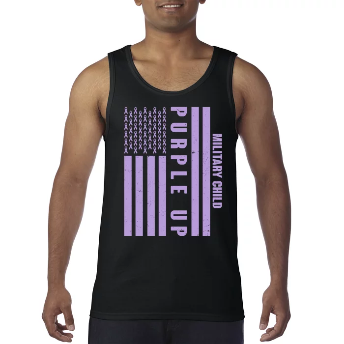 Military Child Purple UP US American Flag Tank Top