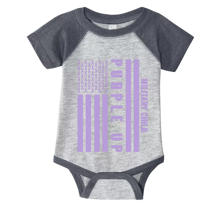 Military Child Purple UP US American Flag Infant Baby Jersey Bodysuit