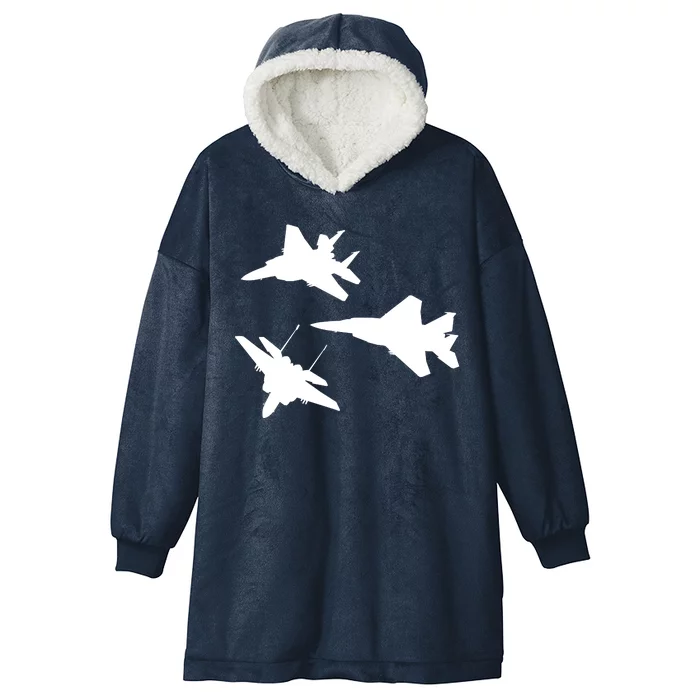 Military Fighter Jets Hooded Wearable Blanket