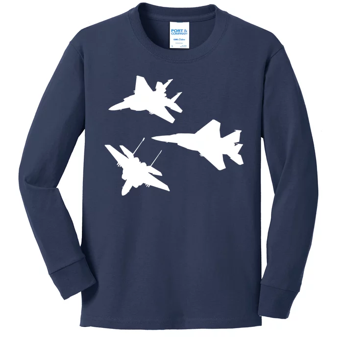 Military Fighter Jets Kids Long Sleeve Shirt