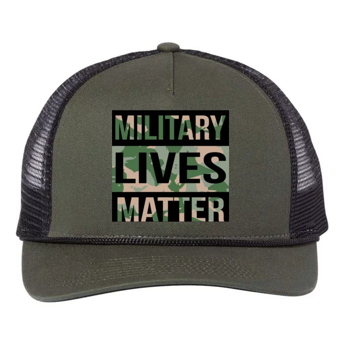 Military Lives Matter Retro Rope Trucker Hat Cap