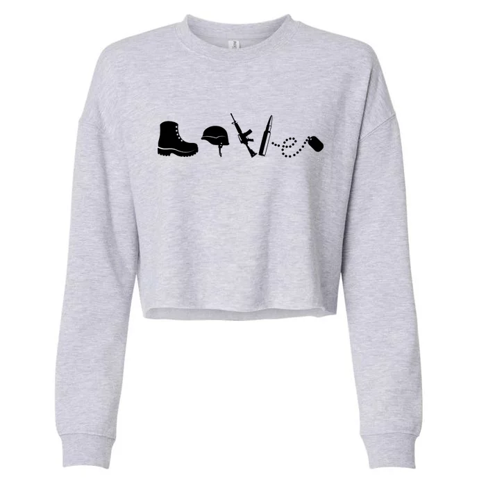 Military Love Cropped Pullover Crew