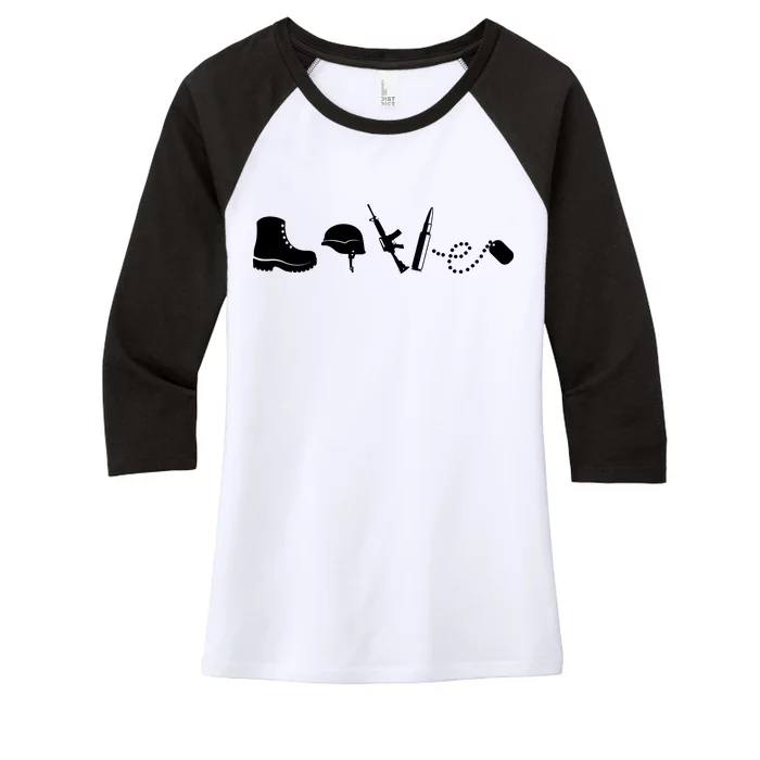 Military Love Women's Tri-Blend 3/4-Sleeve Raglan Shirt