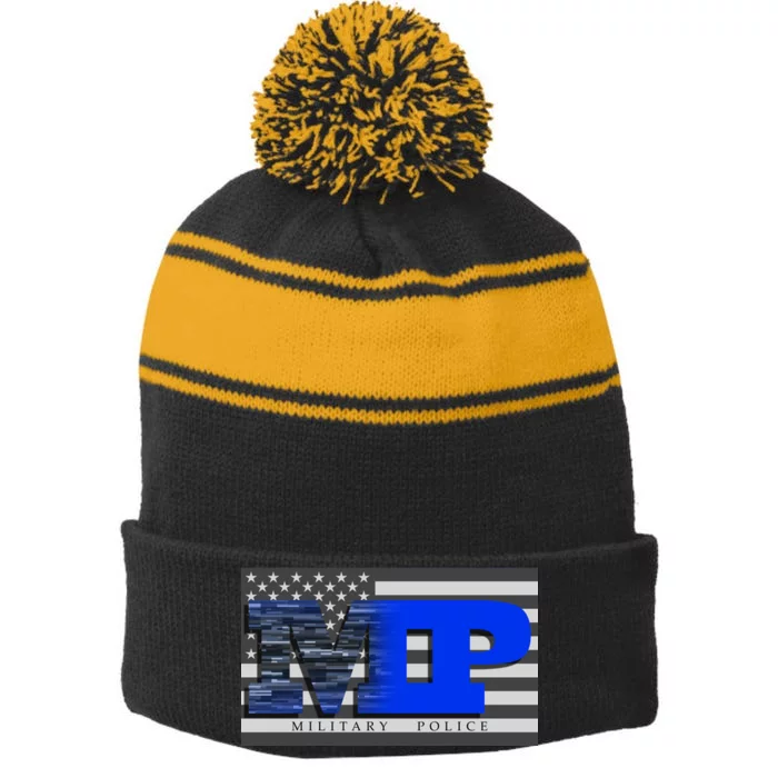 Military Police MP Flag Stripe Pom Pom Beanie