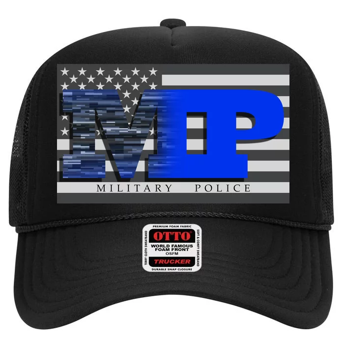 Military Police MP Flag High Crown Mesh Trucker Hat