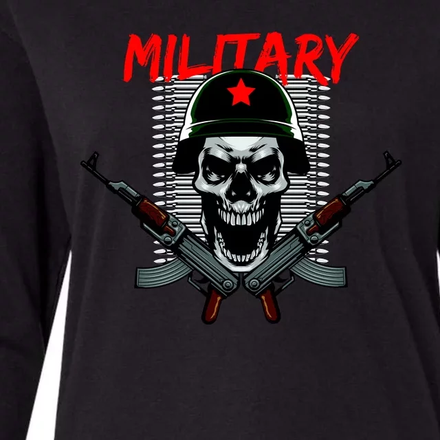 Military Skeleton Womens Cotton Relaxed Long Sleeve T-Shirt